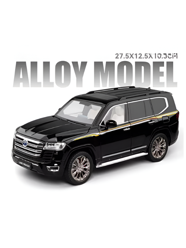 Toyota Land Cruiser LC300 Diecast Metal Toy Car Black 1:32 Scale with Acrylic Display Case MD30