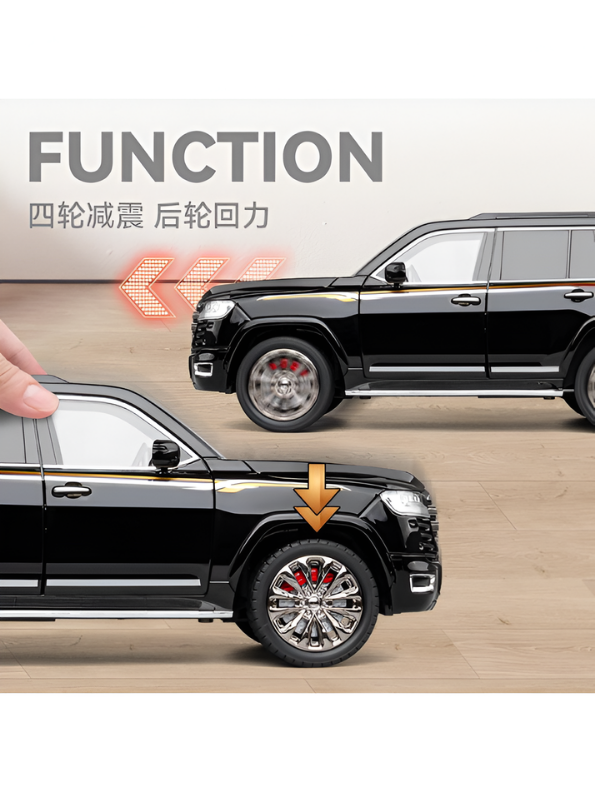 Toyota Land Cruiser LC300 Diecast Metal Toy Car Black 1:32 Scale with Acrylic Display Case MD30