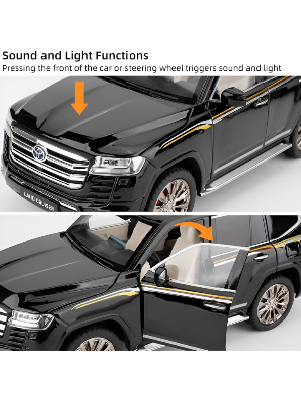 Toyota Land Cruiser LC300 Diecast Metal Toy Car Black 1:32 Scale with Acrylic Display Case MD30