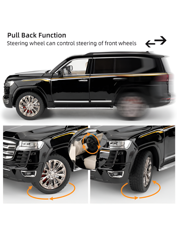 Toyota Land Cruiser LC300 Diecast Metal Toy Car Black 1:32 Scale with Acrylic Display Case MD30