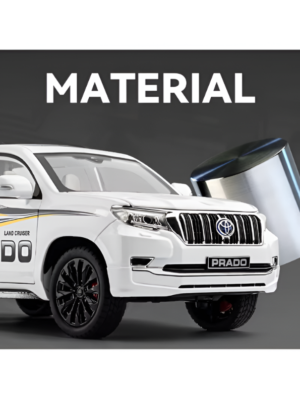 Toyota Land Cruiser Prado Diecast Alloy Model Car – 1:18 Scale Pull Back Toy with Lights & Sound Effects TV6151