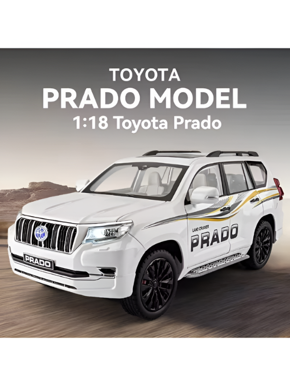 Toyota Land Cruiser Prado Diecast Alloy Model Car – 1:18 Scale Pull Back Toy with Lights & Sound Effects TV6151