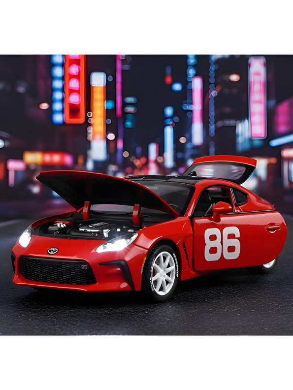 Toyota GR86 Drift Racing Alloy Model Car - Red 1:24 Scale Metal Diecast with Lights & Sound - Perfect Gift for Car Lovers and Collectors TV6078