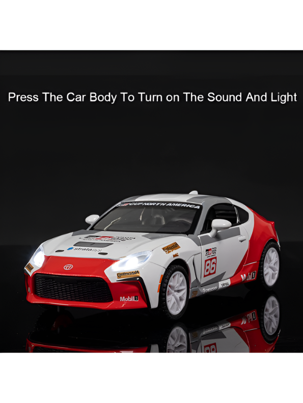 Toyota GR86 Drift Racing Alloy Model Car - White 1:24 Scale Metal Diecast with Lights & Sound - Perfect Gift for Car Lovers and Collectors TV6078