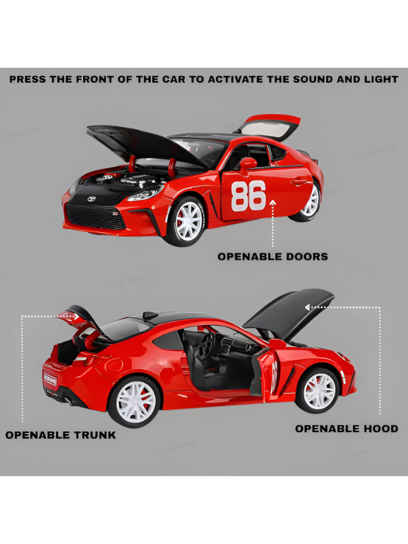 Toyota GR86 Drift Racing Alloy Model Car - Red 1:24 Scale Metal Diecast with Lights & Sound - Perfect Gift for Car Lovers and Collectors TV6078