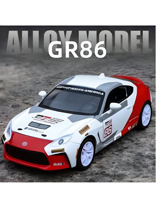 Toyota GR86 Drift Racing Alloy Model Car - White 1:24 Scale Metal Diecast with Lights & Sound - Perfect Gift for Car Lovers and Collectors TV6078