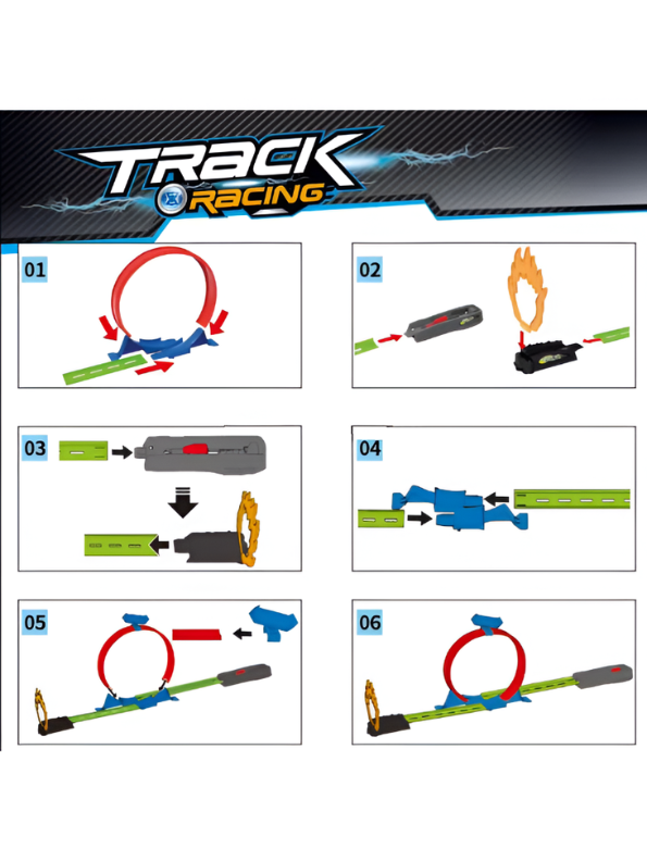 Track Racing 360° Grand Loop Circuit Toy Set with Catapult Launcher & Flame Jump Ring – Diecast Car Racing Track Play Set for Kids Aged 3+ TV1822