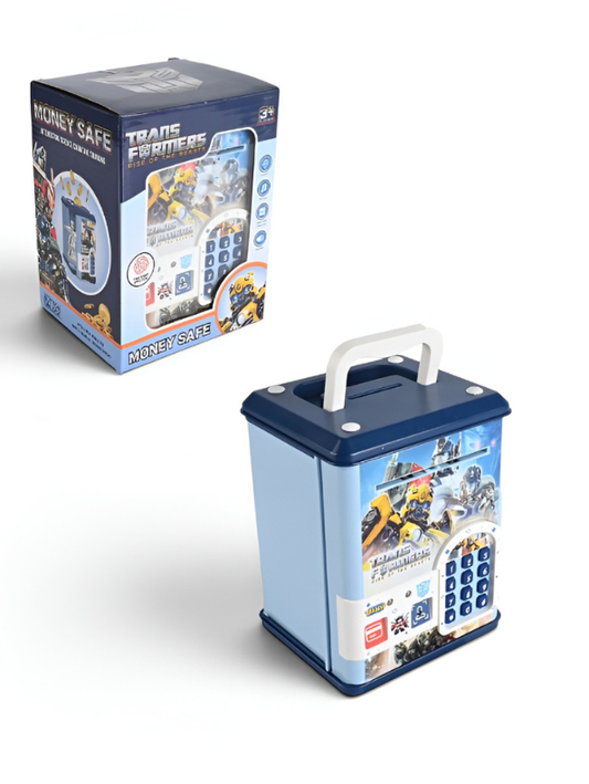 Transformers Electronic Money Safe Box for Kids – Kids ATM Piggy Bank with Password & Toy Bank Card, Blue Digital Coin Bank and Cash Vault Toy LMI14827