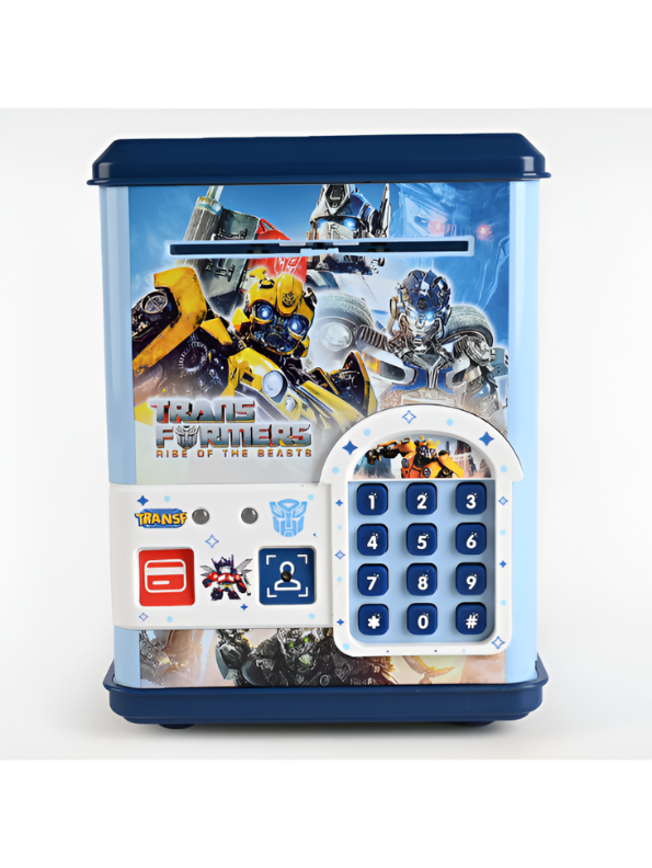 Transformers Electronic Money Safe Box for Kids – Kids ATM Piggy Bank with Password & Toy Bank Card, Blue Digital Coin Bank and Cash Vault Toy LMI14827