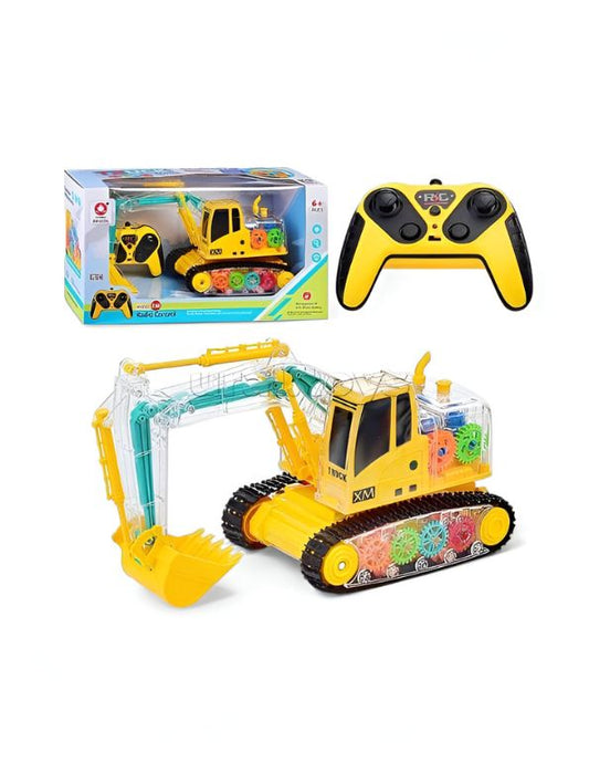 Transparent Shell Excavator – Remote Control Toy for Kids with Flashing Lights | RC Construction Vehicle Toy LMI13333.