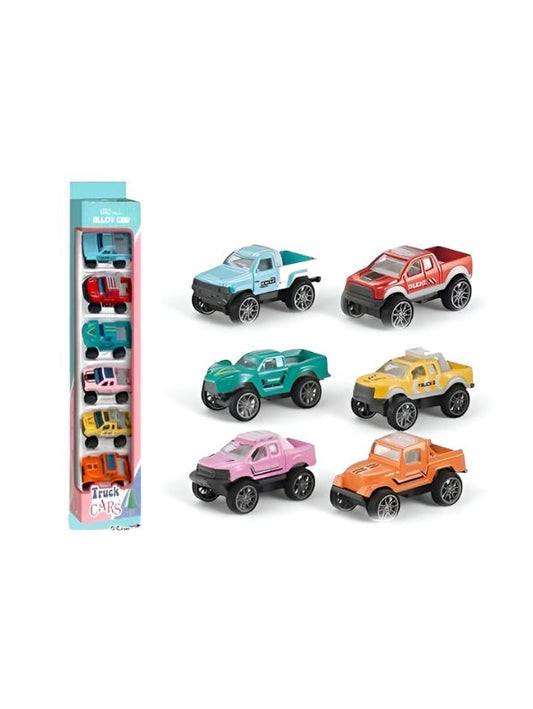 Truck Car Set – 6-Pack Mini Pull Back Vehicles Toy Set for Kids, Playset for Boys & Girls – LMI9664.