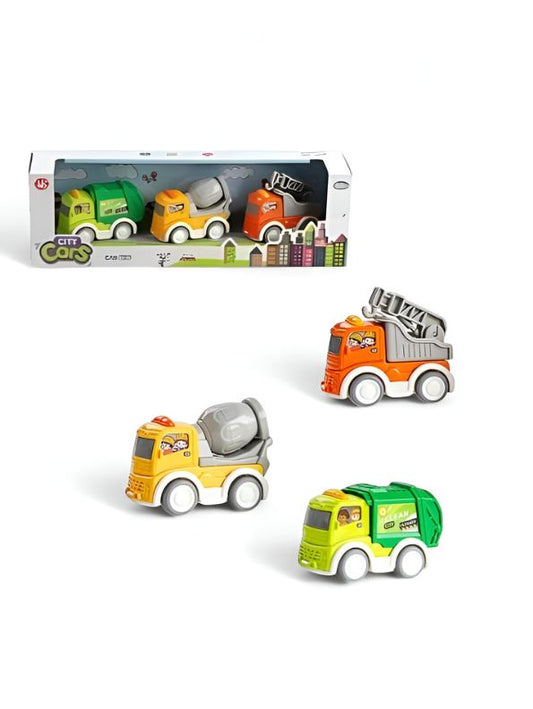 TruckMaster – Pack of 3 Pullback Construction Vehicles for Kids | JCB, Cement Mixer & Garbage Truck Toy Set LMI14652.