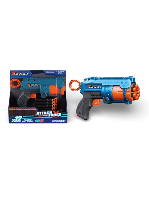 Turbo High-Velocity Foam Dart Blaster Set – Rapid Fire Toy Gun with Rotating Drum NX12659.