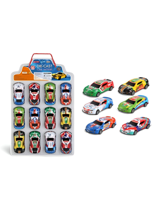 Turbo Racers – 12-Pack Die-Cast Race Car Model Collection | Mini Alloy Sports Car Toys for Kids LMI15827.