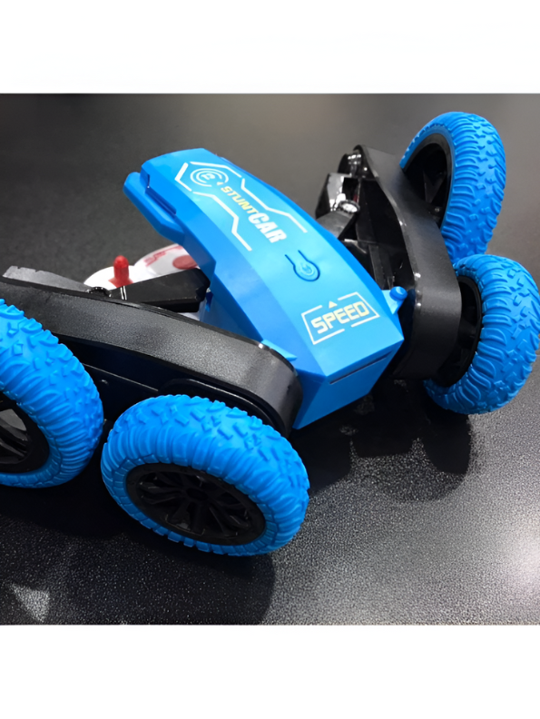 Blue - Turbo Stunt Car – 360° Flip RC Car for Kids, Rechargeable Remote Control Toy Vehicle LMI15815.