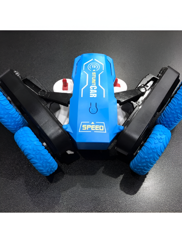 Blue - Turbo Stunt Car – 360° Flip RC Car for Kids, Rechargeable Remote Control Toy Vehicle LMI15815.