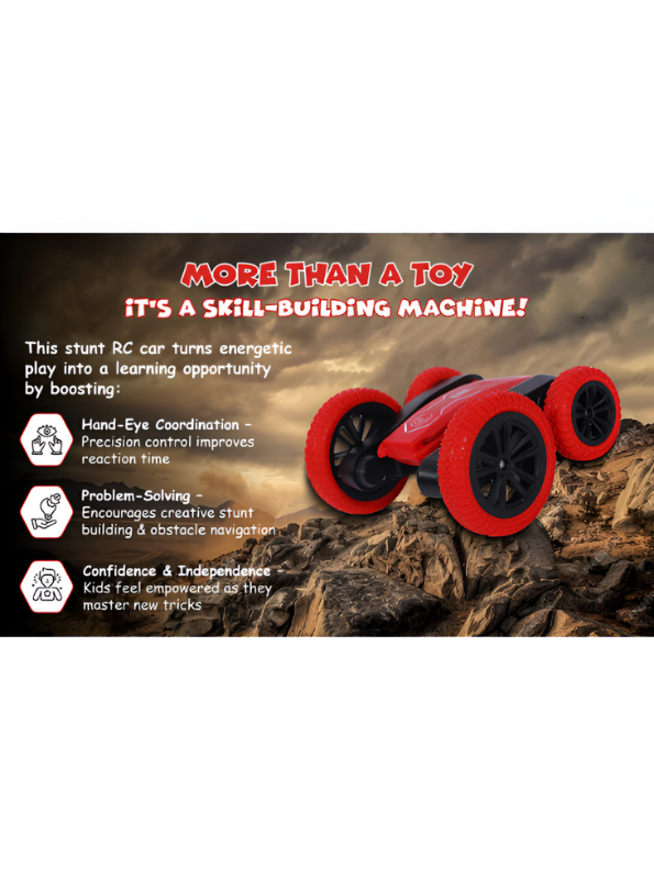 Green - Turbo Stunt Car – 360° Flip RC Car for Kids, Rechargeable Remote Control Toy Vehicle LMI15815.