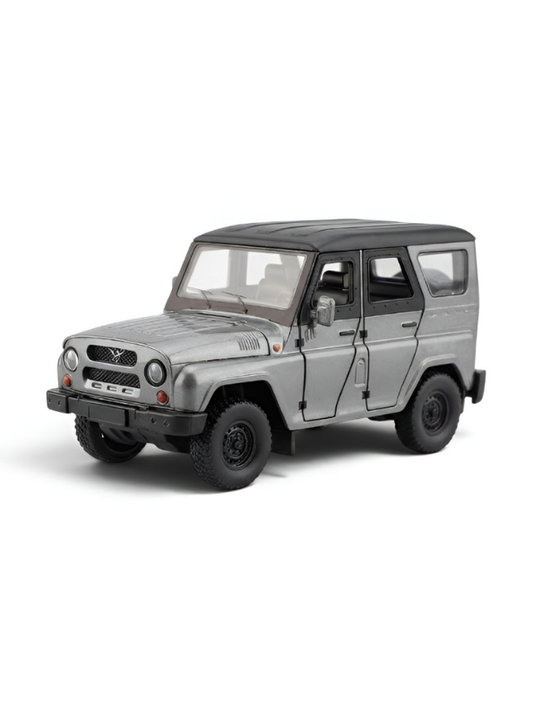 UAZ Hunter Diecast Alloy Metal Model Car SUV – Grey 1:18 Scale Interactive Features with Lights & Sound, Opening Doors & Hood, Black TV6153
