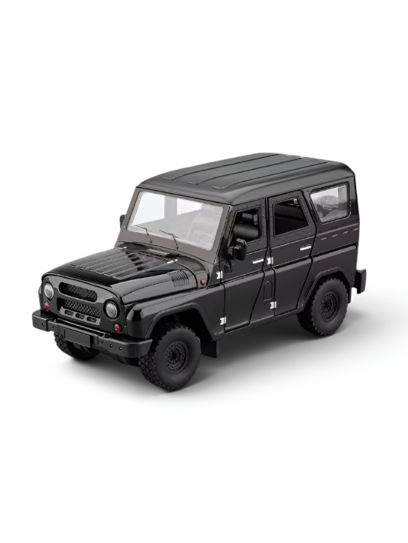 UAZ Hunter Diecast Alloy Metal Model Car SUV – 1:18 Scale Interactive Features with Lights & Sound, Opening Doors & Hood, Black TV6153