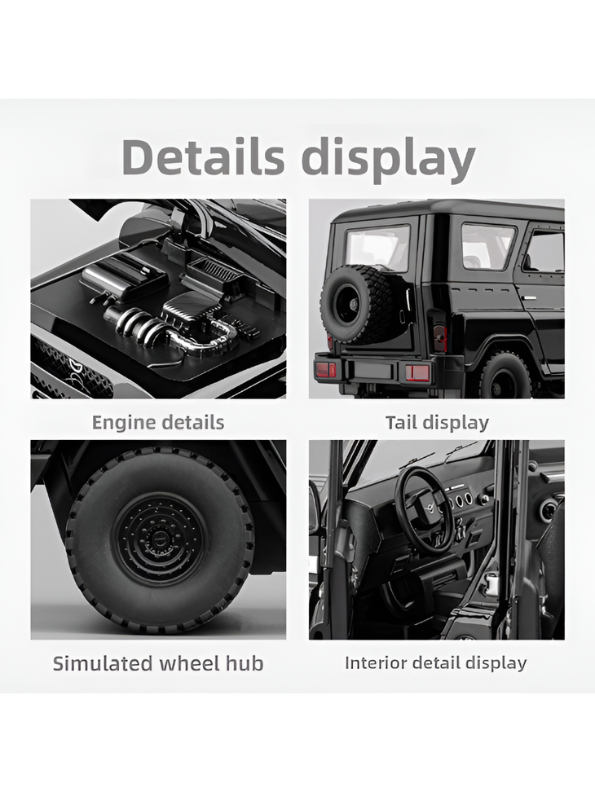 UAZ Hunter Diecast Alloy Metal Model Car SUV – Black 1:18 Scale Interactive Features with Lights & Sound, Opening Doors & Hood, Black TV6153