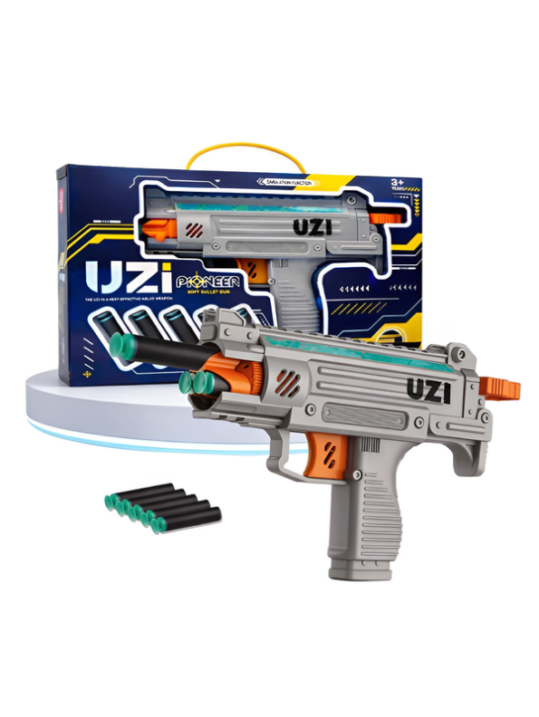 UZI Foam Dart Blaster Gun – Tactical Soft Bullet Shooter Toy with Suction Darts LMI16100