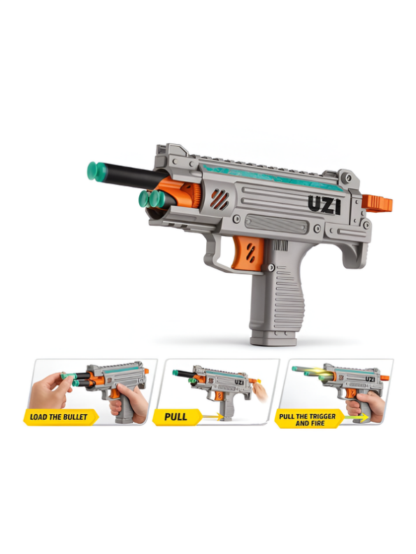 UZI Foam Dart Blaster Gun – Tactical Soft Bullet Shooter Toy with Suction Darts LMI16100