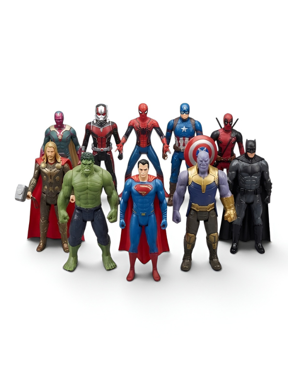 Ultimate 10-Piece Superhero Action Figure Collectible Set (15cm) with Battle Accessories TV510