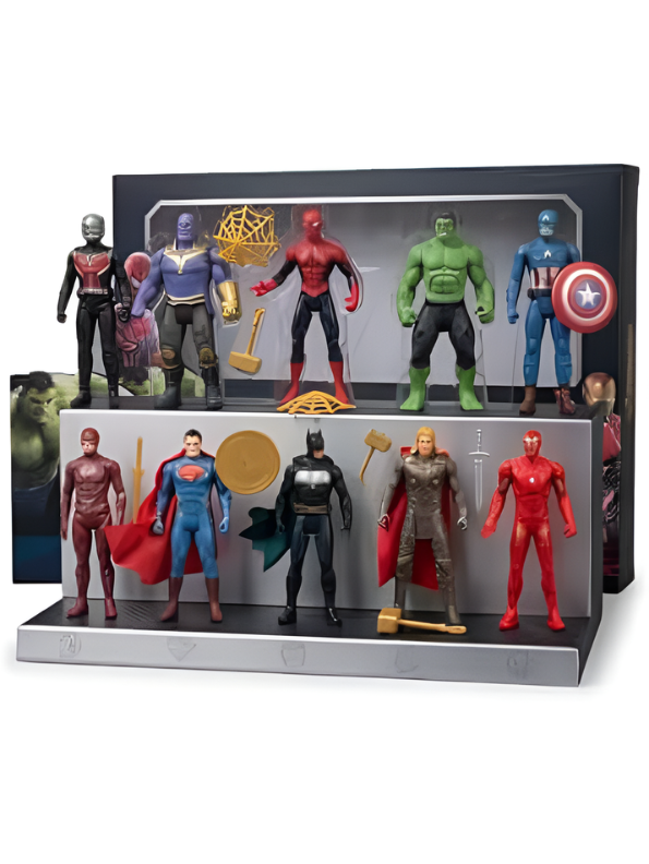Ultimate 10-Piece Superhero Action Figure Collectible Set (15cm) with Battle Accessories TV510