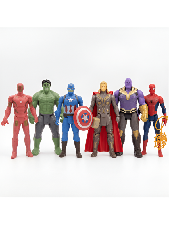 Ultimate 10-Piece Superhero Action Figure Collectible Set (15cm) with Battle Accessories MD96