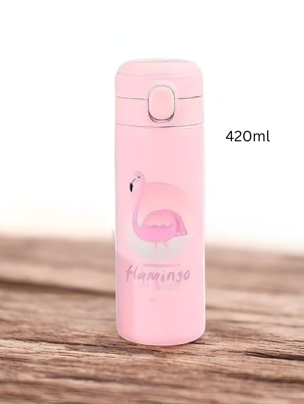 Pink - UniSip  – Unicorn Printed Vacuum Bottle 420ml Stainless Steel for Kids & Adults NOV1555.