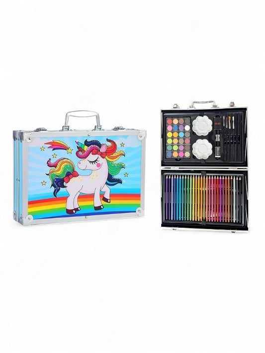 Unicorn Art & Coloring Kit for Girls | Complete Briefcase Set with Watercolors & Pencils | Portable Creative Gift for Kids NOVHBC-188307.