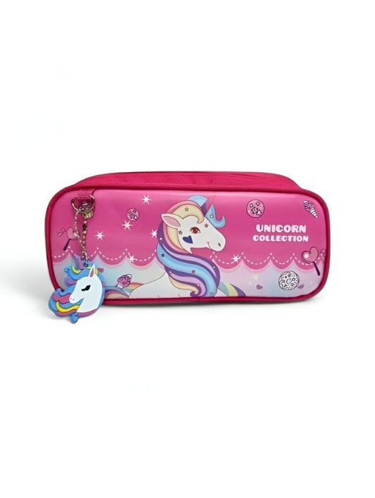 Unipouch – Unicorn Pencil Pouch for Girls | Double Zipper Stationery Case | Premium Leather Top | Cute & Durable School Pouch NOV2119.
