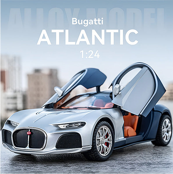 Bugatti Atlantic Metal Diecast Car - Blue-Silver