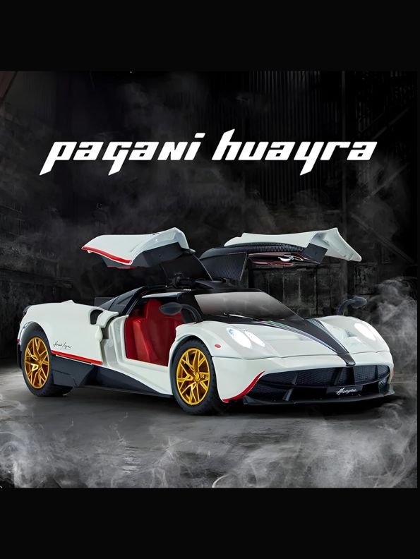 Pagani Huayra Sports Car Diecast Model Scale 1:24 - Pearl White - Acrylic Transparent Display Box