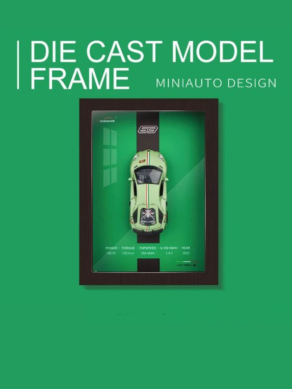 3D Car Frame: Lamborghini Aventador SVJ LP-780-4 | 1:32 Model Poster with Acrylic Glass & Frame