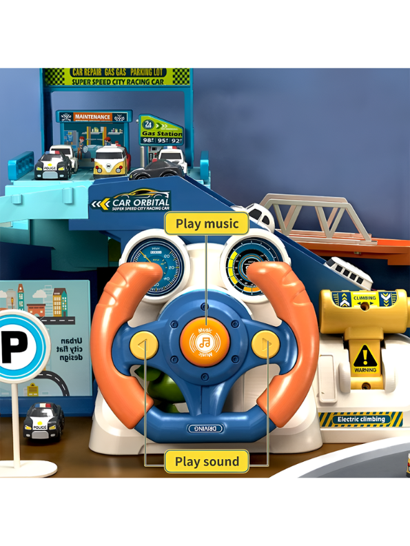 Urban Rail Transit City Track Playset with Steering Wheel & 8 Cars MD652
