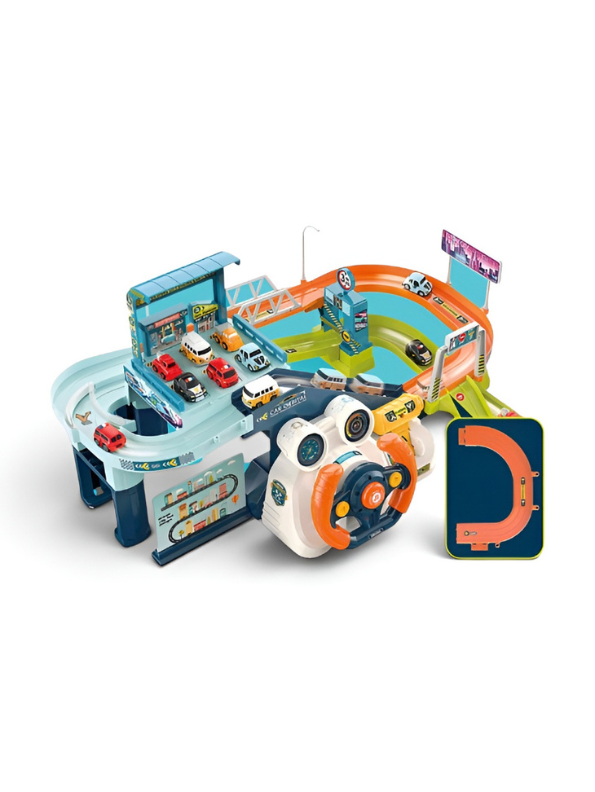 Urban Rail Transit City Track Playset with Steering Wheel & 8 Cars MD652
