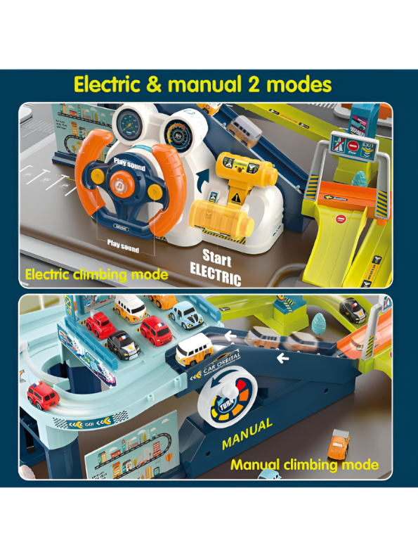 Urban Rail Transit City Track Playset with Steering Wheel & 8 Cars MD652