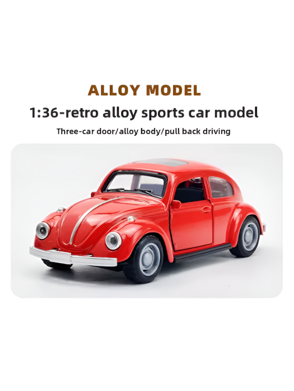Vintage Beetle Diecast Metal Toy Car 1:36 Scale Red TV4625.
