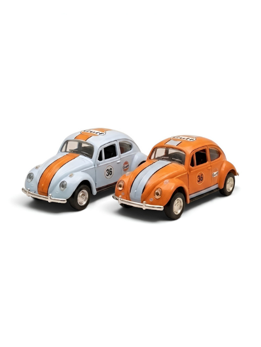 Pack Of 2 Vintage Volkswagen Beetle Diecast Model Car 1:36 Gulf Racing Livery Collectible Metal Miniature TV7260