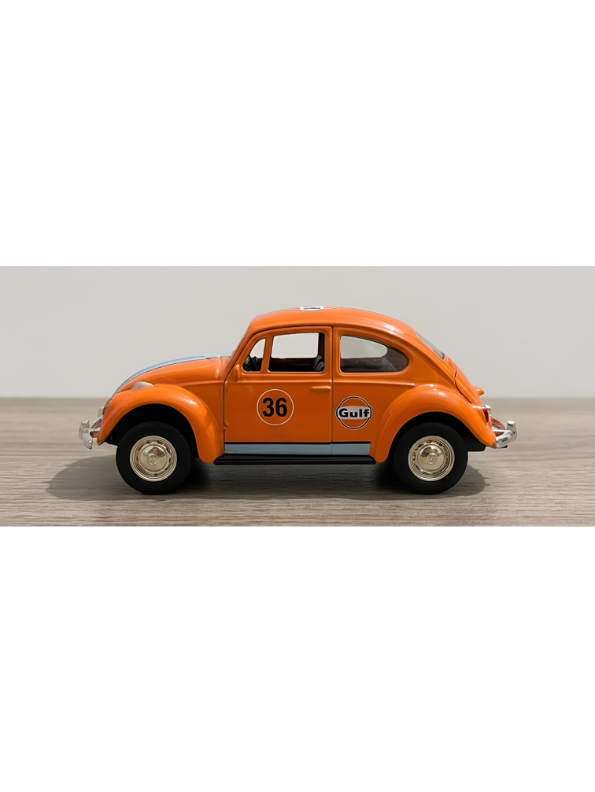 Vintage Volkswagen Beetle Diecast Model Car 1:36 Gulf Racing Livery Collectible Metal Miniature TV7260