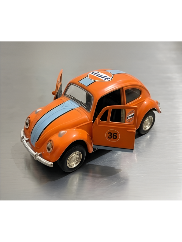 Vintage Volkswagen Beetle Diecast Model Car 1:36 Gulf Racing Livery Collectible Metal Miniature TV7260