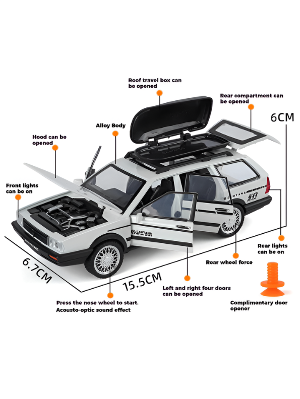 Volkswagen Santana Variant Estate Wagon 1:32 Scale Diecast Model | White Premium Alloy Metal Miniature Collectible Car Toy TV6279.
