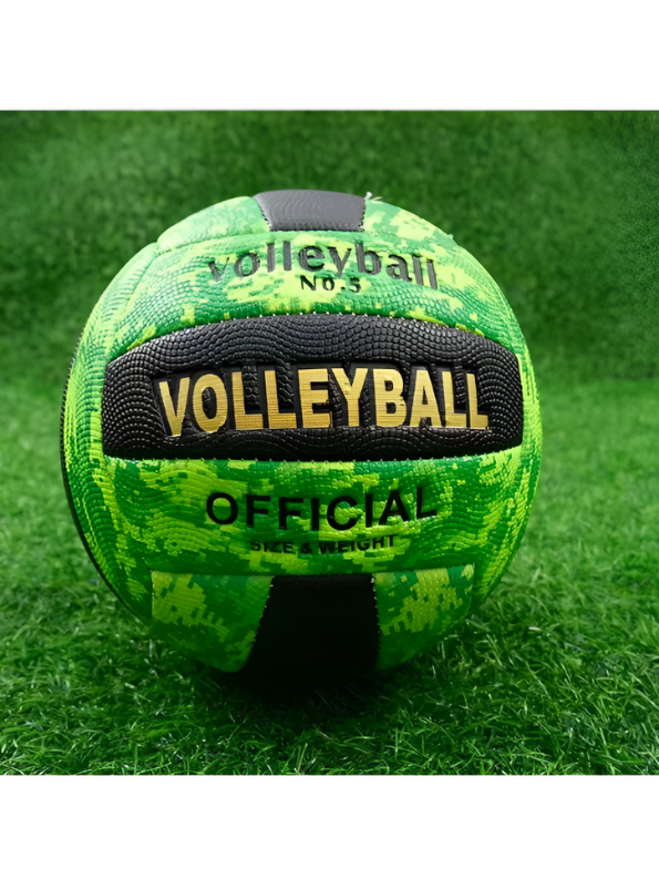 Volleyball Official Size 5 – High-Contrast Green & Black Camo Design | Durable Indoor & Outdoor Volleyball LMI13143.