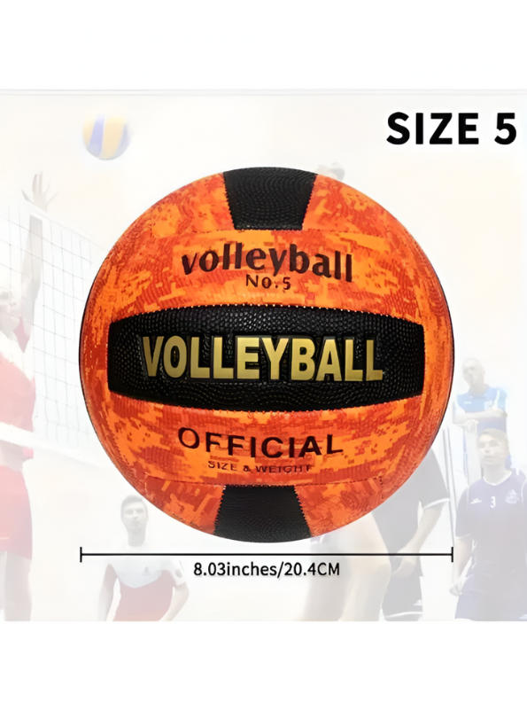 Volleyball Official Size 5 – High-Contrast Orange & Black Camo Design | Durable Indoor & Outdoor Volleyball LMI13143.