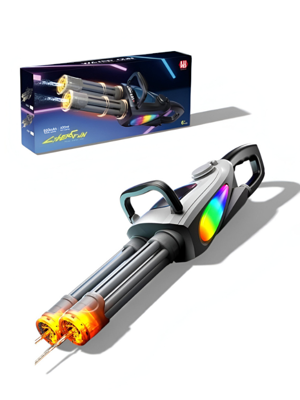 Cyberpunk Dual-Barrel Electric Water Gun with RGB Lights – High-Tech Automatic Squirt Blaster for Summer Fun | LMI15935