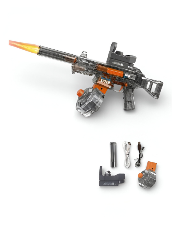 Grey UMP45 HydroBlast - Electric UMP45 Water Gun Pichkari – High-Pressure Powerful Water Squirt Gun with LED Cap for Summer Fun LMI14283