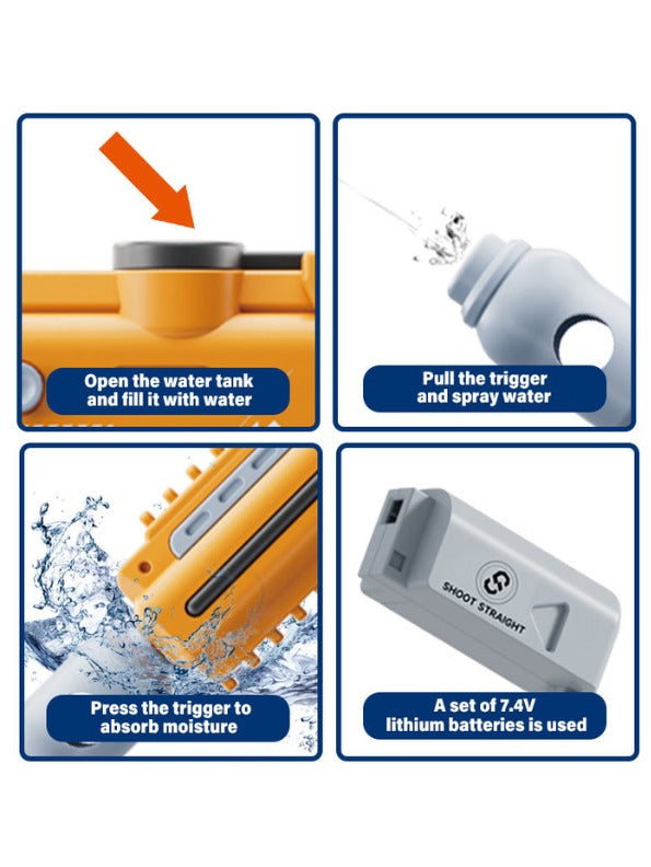 Orange - Super Soaker Electric Water Gun – Outdoor Summer Toy for Kids & Adults | High-Pressure Shooting Range, Big Plastic Blaster - LMI14782.