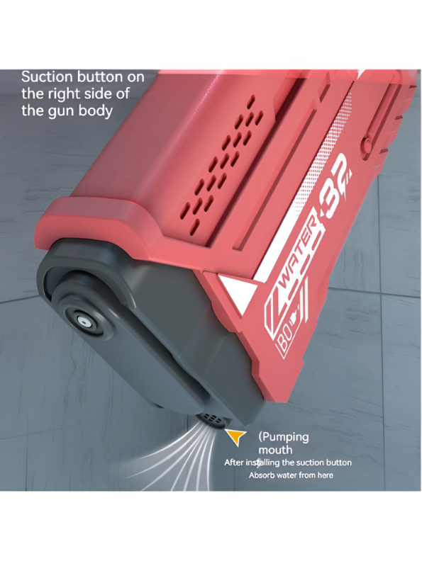 Red AquaBlaster X10 - Electric Water Gun with Automatic Water Absorption, 10m Long Range Squirt Gun LMI11394