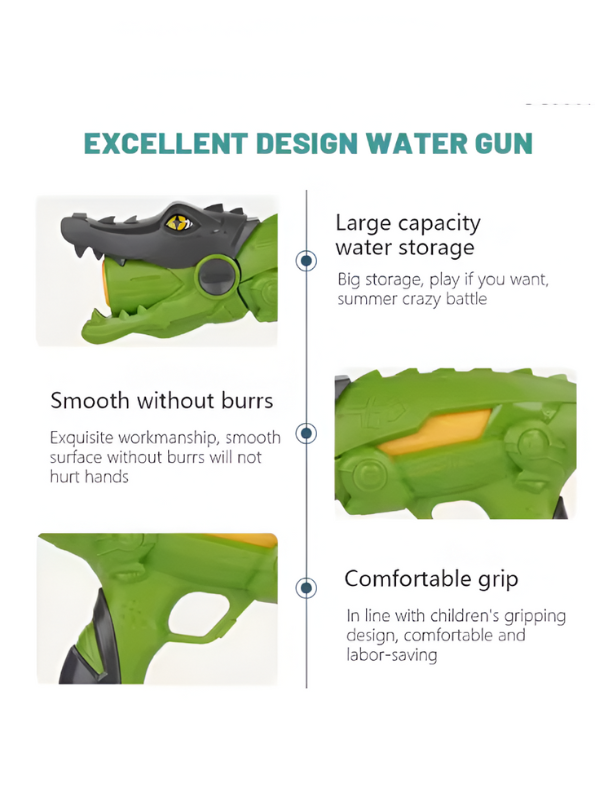 Crocodile Animal Water Gun Blaster – Fun Alligator Design Squirt Gun for Toddlers & Kids, Easy-Grip Summer Toy for Pool, Beach & Backyard (Green/Black) LMI11826